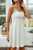 Load image into Gallery viewer, White Spaghetti Straps Mini Graduation Dress
