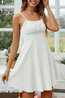 Load image into Gallery viewer, White Spaghetti Straps Mini Graduation Dress