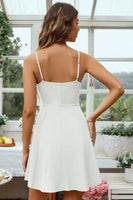 Load image into Gallery viewer, White Spaghetti Straps Mini Graduation Dress