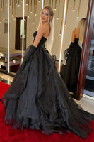 Load image into Gallery viewer, Sparkly Black Strapless Ball Gown Dress