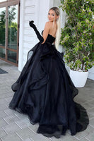 Load image into Gallery viewer, Sparkly Black Strapless Ball Gown Dress