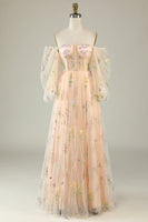 Load image into Gallery viewer, Off The Shoulder Green Long Sleeves A-Line Prom Dress