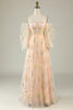 Load image into Gallery viewer, Champagne Off The Shoulder Long Sleeves A-Line Prom Dress