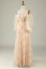 Load image into Gallery viewer, Champagne Off The Shoulder Long Sleeves A-Line Prom Dress