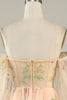 Load image into Gallery viewer, Champagne Off The Shoulder Long Sleeves A-Line Prom Dress
