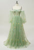 Load image into Gallery viewer, Champagne Off The Shoulder Long Sleeves A-Line Prom Dress