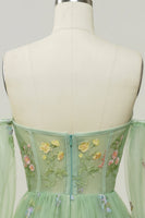 Load image into Gallery viewer, Champagne Off The Shoulder Long Sleeves A-Line Prom Dress