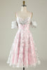 Load image into Gallery viewer, Pink Flower Printed Short Prom Dress