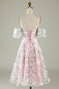 Load image into Gallery viewer, Pink Flower Printed Short Prom Dress