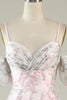 Load image into Gallery viewer, Pink Flower Printed Short Prom Dress