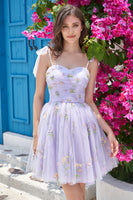 Load image into Gallery viewer, Cute A-Line Black Short Prom Dress With Embroidery