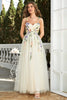 Load image into Gallery viewer, Spaghetti Straps Green Long Prom Dress With 3D Flowers
