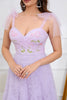 Load image into Gallery viewer, Purple A-Line Prom Dress With Embroidery