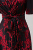 Load image into Gallery viewer, Burgundy A-Line Velvet Burnout Wrap Short Sleeves Long Prom Dress with Slit