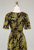 Load image into Gallery viewer, Golden Purple Burnout Wrap A-Line Velvet Long Prom Dress with Sleeves