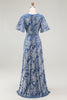 Load image into Gallery viewer, Golden Purple Burnout Wrap A-Line Velvet Long Prom Dress with Sleeves