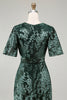 Load image into Gallery viewer, Golden Purple Burnout Wrap A-Line Velvet Long Prom Dress with Sleeves