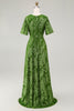Load image into Gallery viewer, Golden Purple Burnout Wrap A-Line Velvet Long Prom Dress with Sleeves