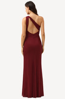 Load image into Gallery viewer, One Shoulder Desert Rose Long Bridesmaid Dress with Slit