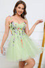 Load image into Gallery viewer, A-Line Spaghetti Straps Green Short Prom Dress with Appliques