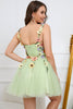 Load image into Gallery viewer, A-Line Spaghetti Straps Green Short Prom Dress with Appliques