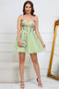 Load image into Gallery viewer, A-Line Spaghetti Straps Green Short Prom Dress with Appliques