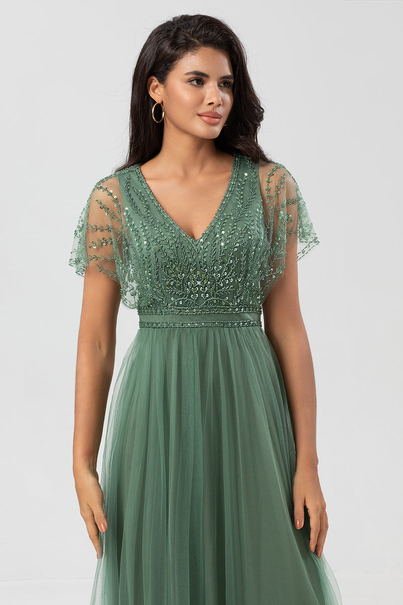Load image into Gallery viewer, Tulle Beaded Twilight Bridesmaid Dress