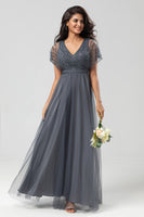 Load image into Gallery viewer, Tulle Beaded Twilight Bridesmaid Dress