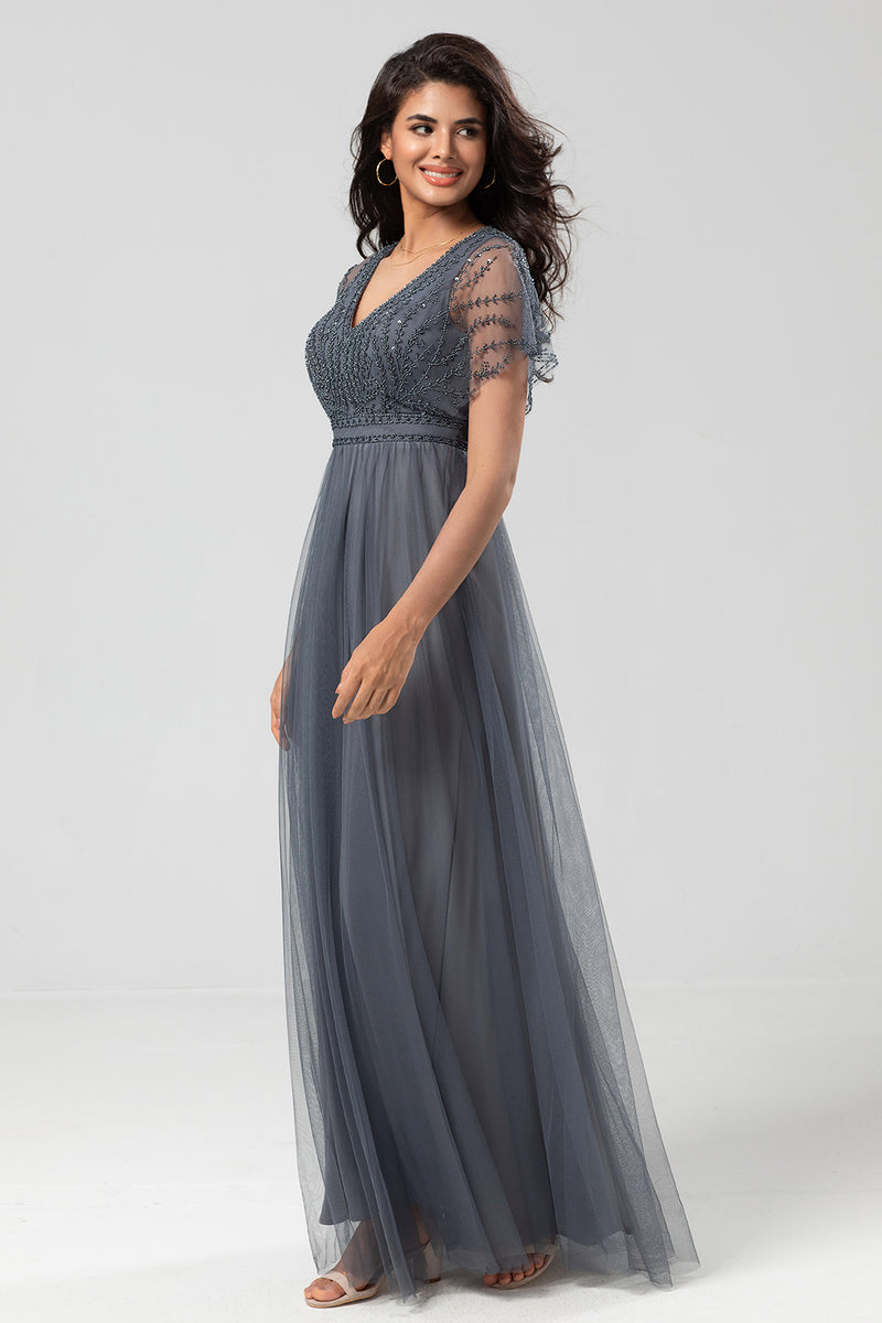 Load image into Gallery viewer, Tulle Beaded Twilight Bridesmaid Dress