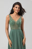 Load image into Gallery viewer, A-Line Eucalyptus Long Bridesmaid Dress with Beading