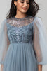 Load image into Gallery viewer, Sequins Dusty Blue Bridesmaid Dress with Long Sleeves