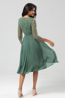 Load image into Gallery viewer, Beaded Eucalyptus Bridesmaid Dress with Sleeves