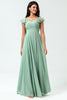 Load image into Gallery viewer, Chiffon A-Line Matcha Bridesmaid Dress with Ruffles