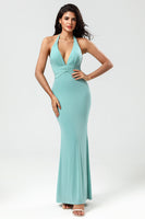 Load image into Gallery viewer, Mermaid Halter Sea Glass Bridesmaid Dress
