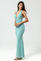 Load image into Gallery viewer, Mermaid Halter Sea Glass Bridesmaid Dress