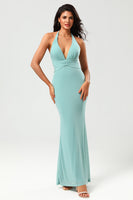 Load image into Gallery viewer, Mermaid Halter Sea Glass Bridesmaid Dress