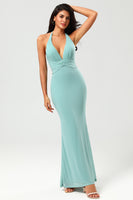 Load image into Gallery viewer, Mermaid Halter Sea Glass Bridesmaid Dress