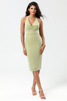Load image into Gallery viewer, Halter Sleeveless Dusty Sage Bridesmaid Dress