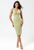 Load image into Gallery viewer, Halter Sleeveless Dusty Sage Bridesmaid Dress
