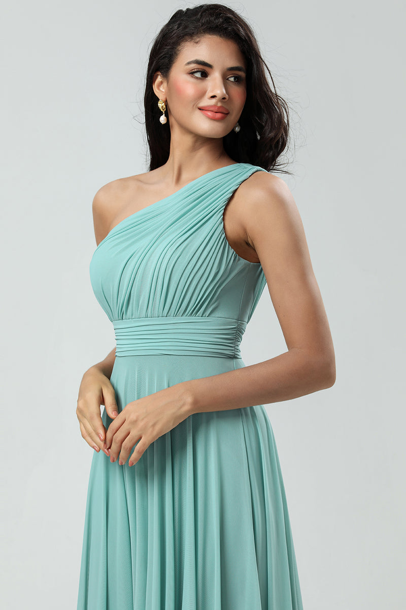sea glass bridesmaid dresses Queendancer Women Sea Glass Bridesmaid Dress A-Line One Shoulder Wedding Party Dress – queendanceruk
