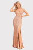 Load image into Gallery viewer, Sparkly Off The Shoulder Blush Long Prom Dress with Slit
