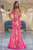 Load image into Gallery viewer, Mermaid Fuchsia Sequins Prom Dress