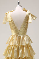 Load image into Gallery viewer, Princess A-Line V-Neck Fuchsia Prom Dress With Slit