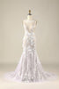 Load image into Gallery viewer, Tulle Backless Ivory Wedding Dress with Appliques