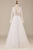 Load image into Gallery viewer, Tulle Ivory Long Sleeves Wedding Dress with Lace