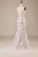 Load image into Gallery viewer, Mermaid Spaghetti Straps Ivory Bridal Dress with Appliques