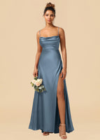 Load image into Gallery viewer, Lace-Up Back Burgundy Long Bridesmaid Dress with Slit