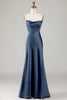 Load image into Gallery viewer, Lace-Up Back Burgundy Long Bridesmaid Dress with Slit