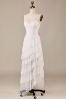 Load image into Gallery viewer, Tiered Spaghetti Straps Ivory Lace Bridal Dress