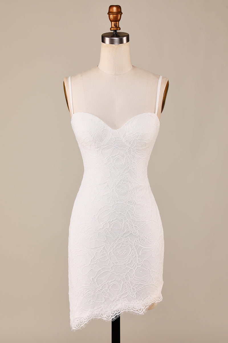 Load image into Gallery viewer, Tiered Spaghetti Straps Ivory Lace Bridal Dress